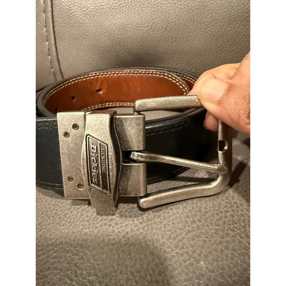Genuine Dickies Mens Reversible Leather Belt‎ Black Brown 34 11GD020021 Buckle